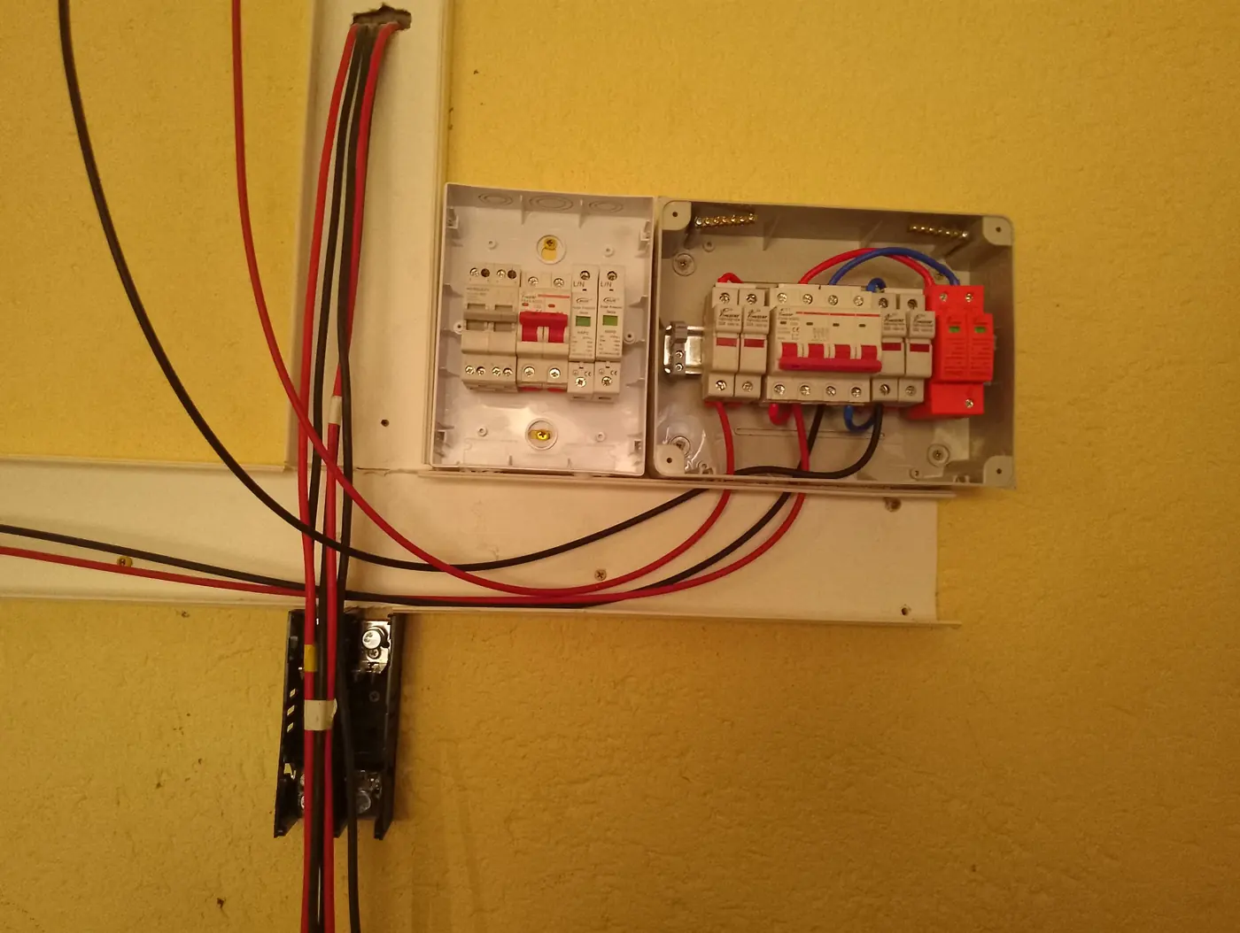 Solar DB board with breakers and surge protection devices